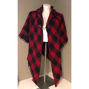 Buffalo plaid wrap with front clasp